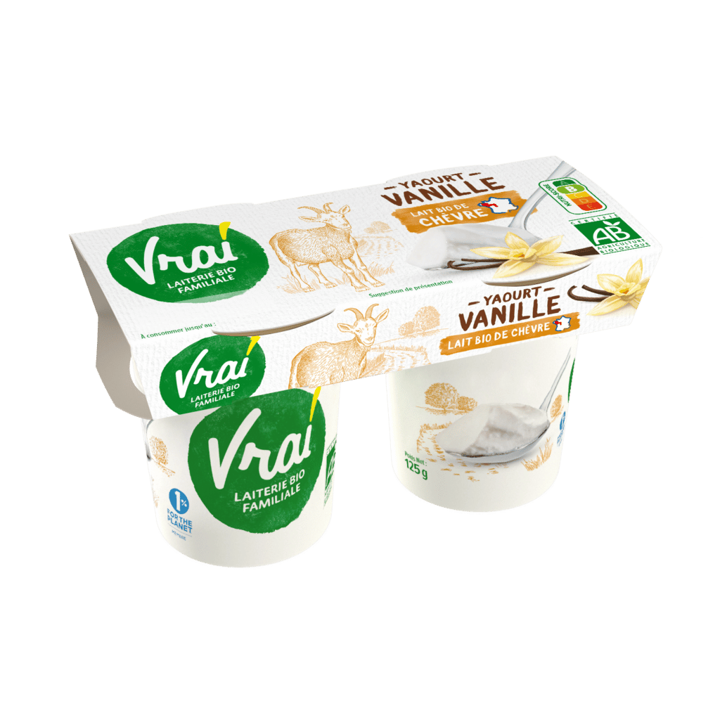 Yaourt bio au lait de chèvre saveur vanille 2x125g